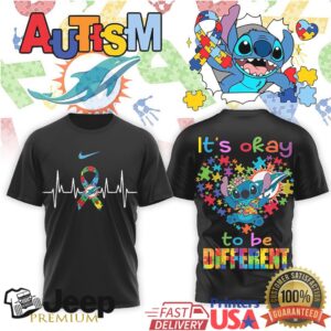 Miami Dolphins Stitch Autism Awareness It's Okay To Be Different Tee