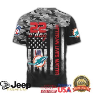 Miami Dolphins Veteran Lives Matter 22 A Day Camo 3D T Shirt Miami Dolphins Veteran Lives Matter 22 A Day Camo 3D T Shirt