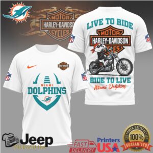 Miami Dolphins x Harley Davidson Custom Motorcycle Enthusiast NFL Shirt