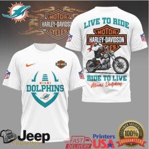 Miami Dolphins x Harley Davidson Live To Ride NFL Graphic T Shirt