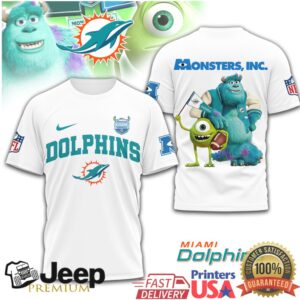 Miami Dolphins x Monsters Inc. Mike and Sulley NFL Football T Shirt