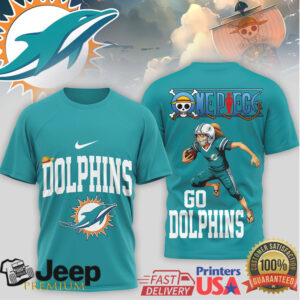 Miami Dolphins x One Piece Luffy NFL Anime Summer Graphic Shirt Miami Dolphins x One Piece Luffy NFL Anime Summer Graphic Shirt