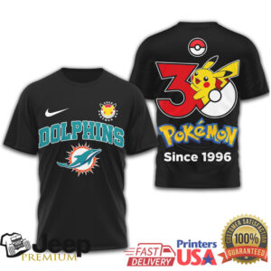 Miami Dolphins x Pokémon Pikachu 30th Anniversary T Shirt Since 1996 Miami Dolphins x Pokémon Pikachu 30th Anniversary T Shirt Since 1996