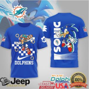 Miami Dolphins x Sonic the Hedgehog NFL Tropical Mashup T Shirt