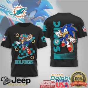 Miami Dolphins x Sonic the Hedgehog NFL Tropical Mashup T Shirt
