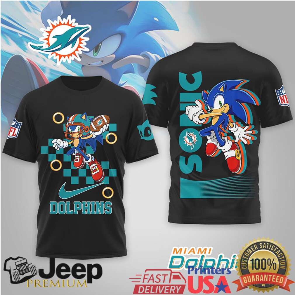 Miami Dolphins x Sonic the Hedgehog NFL Tropical Mashup T Shirt Miami Dolphins x Sonic the Hedgehog NFL Tropical Mashup T Shirt
