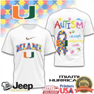 Miami Hurricanes Autism Awareness T Shirt Accept Understand Love
