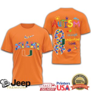 Miami Hurricanes Autism Awareness T Shirt Accept Understand Love