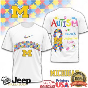 Michigan Wolverines Autism Awareness Puzzle Logo T Shirt