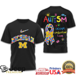 Michigan Wolverines Autism Awareness Puzzle Logo T Shirt