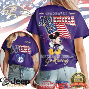 Mickey Mouse Baltimore Ravens 250 Years of Freedom US United State of America T Shirt Mickey Mouse Baltimore Ravens 250 Years of Freedom US United State of America T Shirt