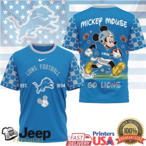 Mickey Mouse Detroit Lions Blue & White Grid NFL Fan T Shirt Mickey Mouse Detroit Lions Blue & White Grid NFL Fan T Shirt
