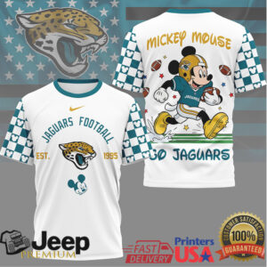 Mickey Mouse Jacksonville Jaguars Football Mascot Graphic T Shirt