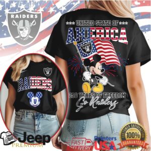 Mickey Mouse Las Vegas Raiders 250 Years Of Freedom USA Flag T Shirt Mickey Mouse Las Vegas Raiders 250 Years Of Freedom USA Flag T Shirt