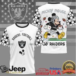 Mickey Mouse Las Vegas Raiders Silver & Black NFL Logo T Shirt
