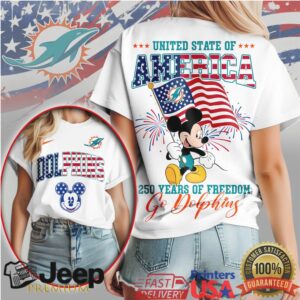 Mickey Mouse Miami Dolphins 250 Years Of Freedom USA Flag T Shirt