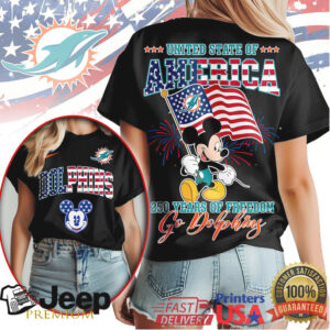 Mickey Mouse Miami Dolphins 250 Years Of Freedom USA Flag T Shirt