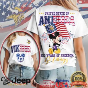 Mickey Mouse Minnesota Vikings 250 Years of Freedom US United State of America T Shirt