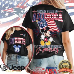 Mickey Mouse New England Patriots 250 Years Of Freedom USA Flag T Shirt Mickey Mouse New England Patriots 250 Years Of Freedom USA Flag T Shirt