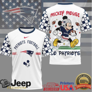 Mickey Mouse New England Patriots Retro NFL Fan Jersey T Shirt