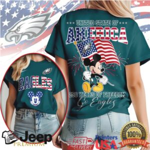 Mickey Mouse Philadelphia Eagles 250 Years of Freedom US Patriotic Football T Shirt