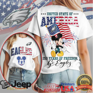Mickey Mouse Philadelphia Eagles 250 Years of Freedom US Patriotic Football T Shirt