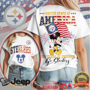 Mickey Mouse Pittsburgh ST Shirtlers 250 Years Of Freedom USA Flag T Shirt