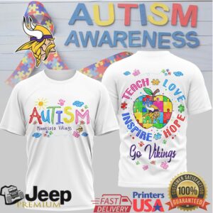 Minnesota Vikings Autism Awareness T Shirt NFL Football Teach Love Inspire Hope Minnesota Vikings Autism Awareness T Shirt NFL Football Teach Love Inspire Hope