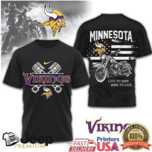 Minnesota Vikings Biker Shirt Vikings Live to Ride Ride to Live NFL Fan T Shirt