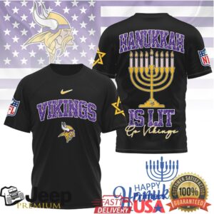 Minnesota Vikings Hanukkah Is Lit Menorah T Shirt Minnesota Vikings Hanukkah Is Lit Menorah T Shirt