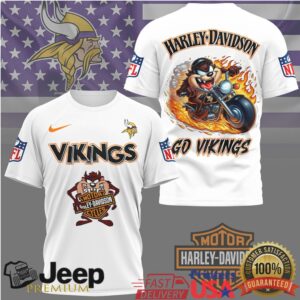 Minnesota Vikings Harley Davidson x Taz Moto Graphic T Shirt