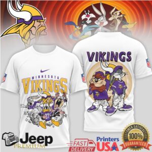 Minnesota Vikings Looney Tunes Taz and Bugs Bunny NFL Vintage Style T Shirt