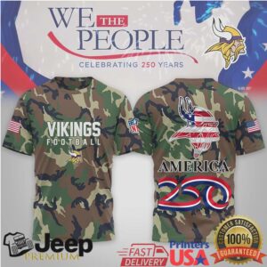 Minnesota Vikings NFL Camo T Shirt We The People 250 Years Patriot Minnesota Vikings NFL Camo T Shirt We The People 250 Years Patriot