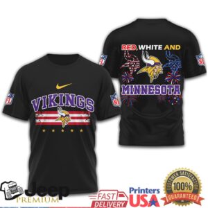 Minnesota Vikings Patriotic American Flag Fireworks Graphic T Shirt