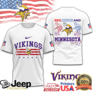 Minnesota Vikings Patriotic American Flag Fireworks Graphic T Shirt