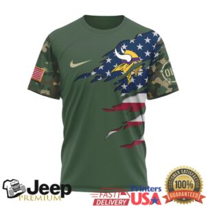 Minnesota Vikings Salute to Service Camo T Shirt Viking Warrior US Flag