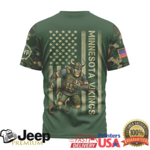 Minnesota Vikings Salute to Service Camo T Shirt Viking Warrior US Flag
