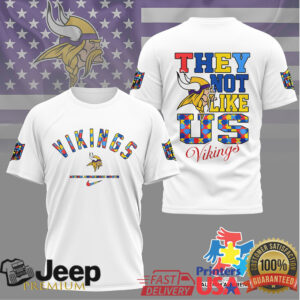 Minnesota Vikings They Not Like Us Autism Awareness NFL T Shirt