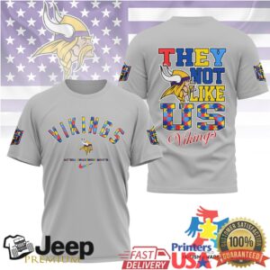 Minnesota Vikings They Not Like Us Autism Awareness NFL T Shirt