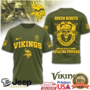 Minnesota Vikings US Army Green Berets Special Forces Military T Shirt