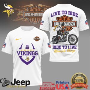 Minnesota Vikings x Harley Davidson Live To Ride NFL Fan T Shirt