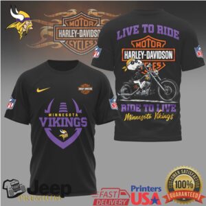 Minnesota Vikings x Harley Davidson Live To Ride NFL Fan T Shirt
