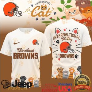 NFL Cleveland Browns International Cat Day Paw Print Graphic T Shirt