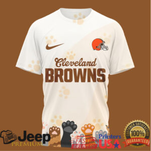 NFL Cleveland Browns International Cat Day Paw Print Graphic T Shirt