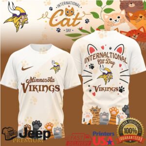 NFL Minnesota Vikings International Cat Day Paw Print Graphic T Shirt