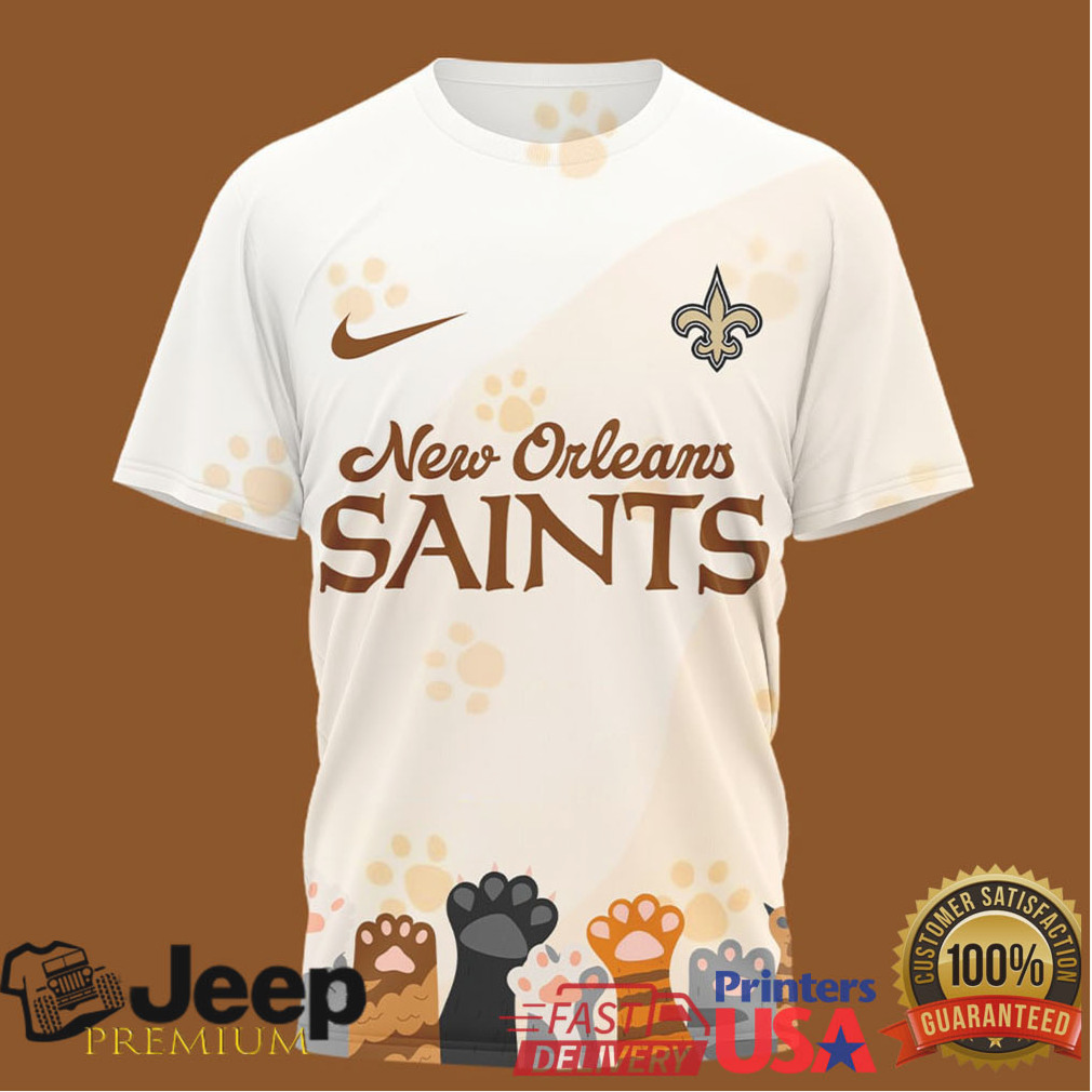 NFL New Orleans Saints International Cat Day Paw Print Graphic T Shirt NFL New Orleans Saints International Cat Day Paw Print Graphic T Shirt