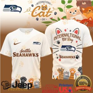 NFL Seattle Seahawks International Cat Day Paw Print Graphic T Shirt
