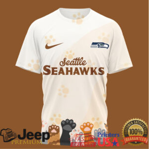 NFL Seattle Seahawks International Cat Day Paw Print Graphic T Shirt