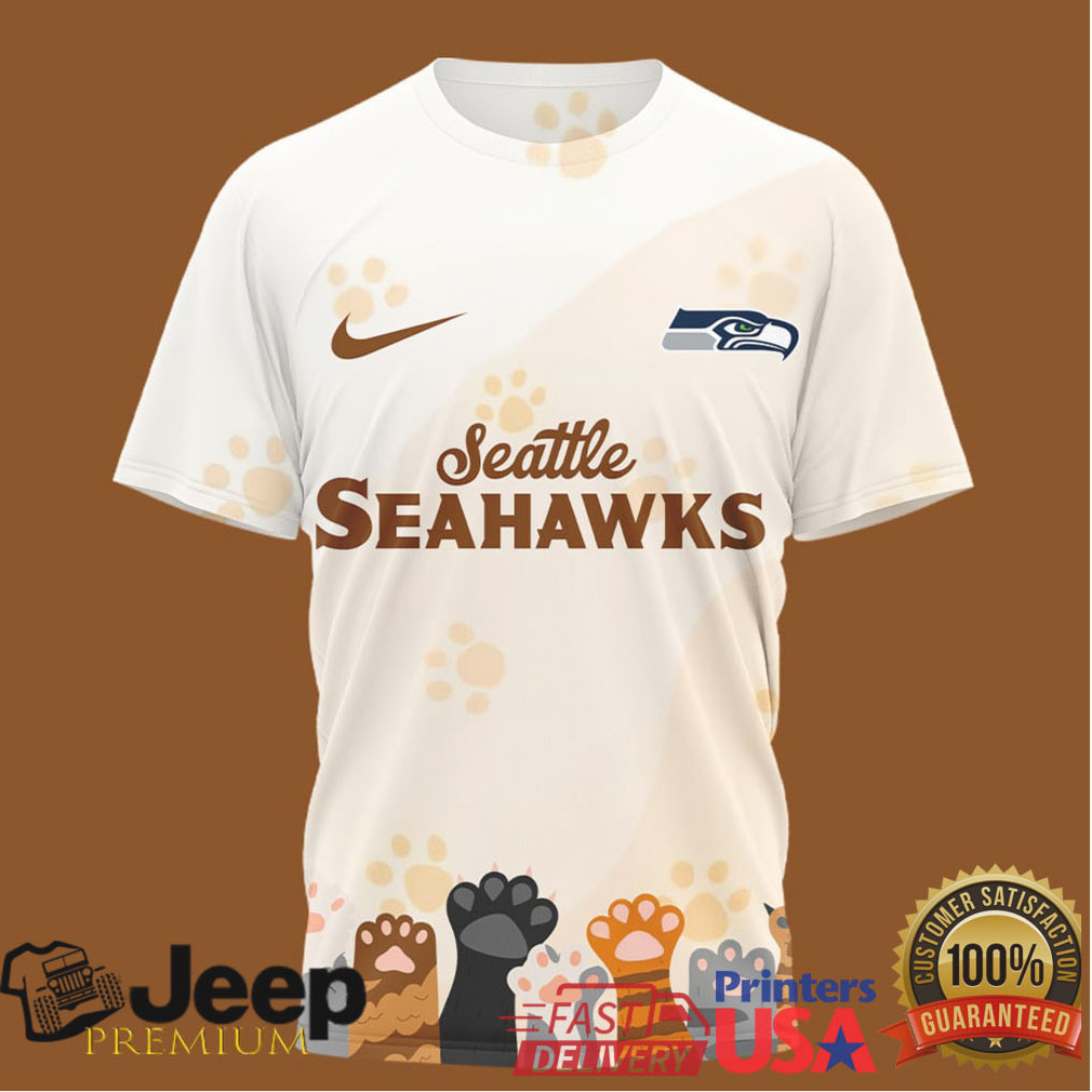 NFL Seattle Seahawks International Cat Day Paw Print Graphic T Shirt NFL Seattle Seahawks International Cat Day Paw Print Graphic T Shirt