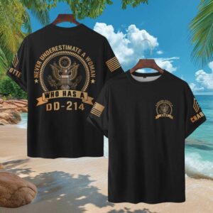 Never Underestimate A Woman Who Has A DD 214 Army Veteran T Shirt Never Underestimate A Woman Who Has A DD 214 Army Veteran T Shirt